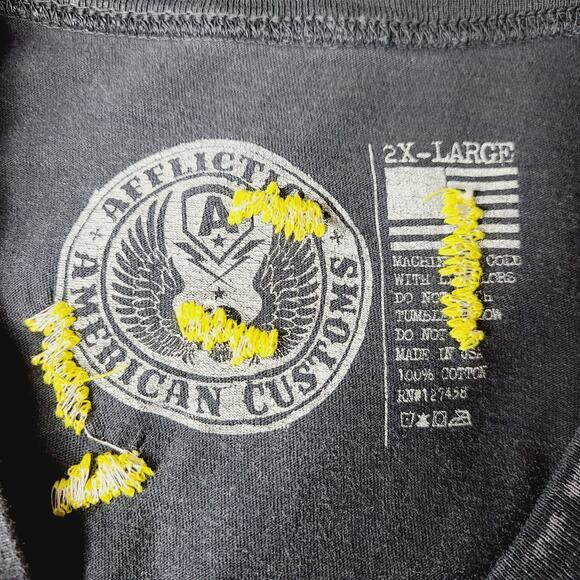 Affliction American Custom's Indian Motorcycle Black T-Shirt, Men's Size 2X - Picture 3 of 5